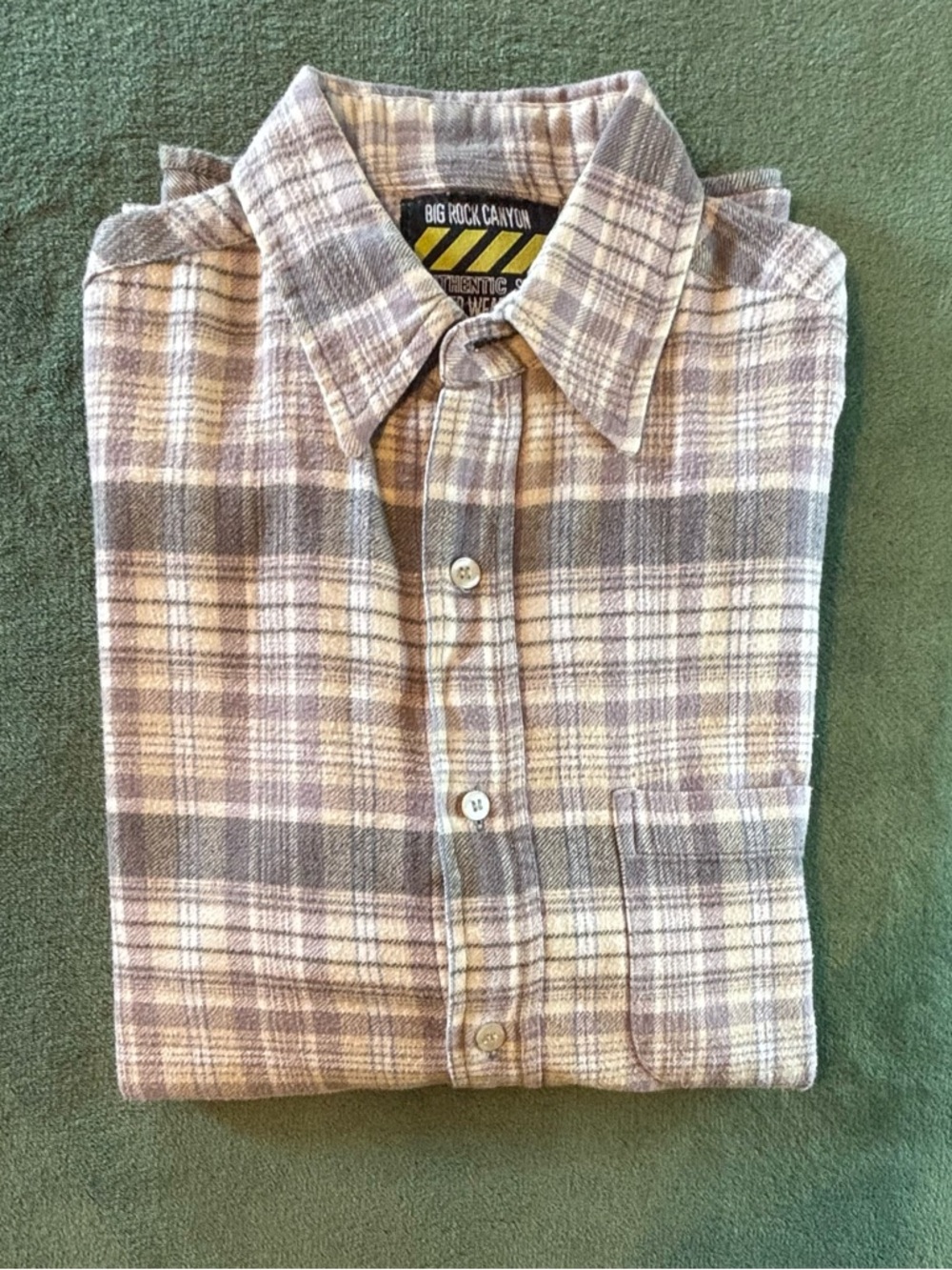 Big Rock Canyon Men's Plaid Button-Down Shirt - Taupe & Cream, Size: M, )6358)